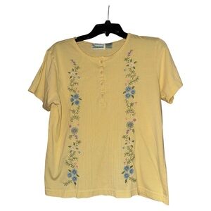 Shenanigans Vtg Women’s Floral‎ Embroidered Knit Top Blouse Medium Cottagecore